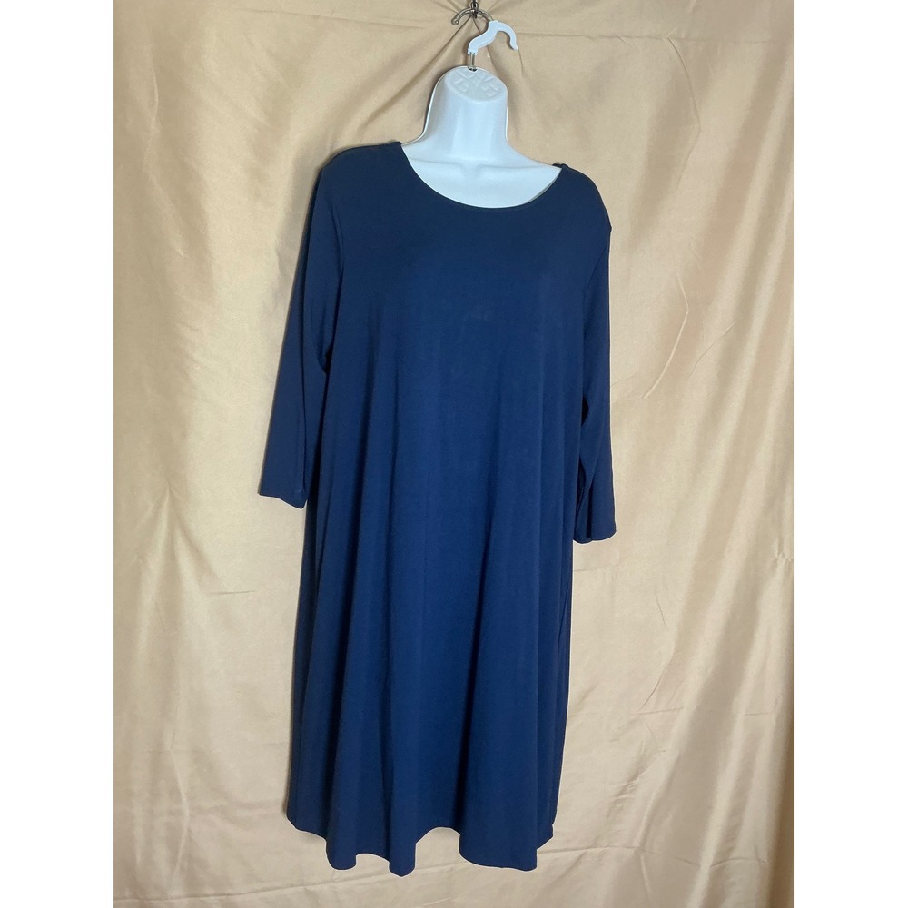 J. Jill Wearever Knit Dress Womens XL Navy Blue Excellent 3/4 Sleeve A-Line - Picture 2 of 11